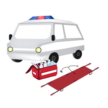 Ambulance and First Aid Box with Medical Supplies