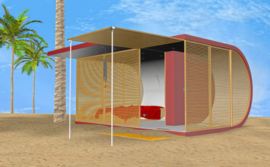 Fototapeta premium 3D Illustration Beach Bungalow