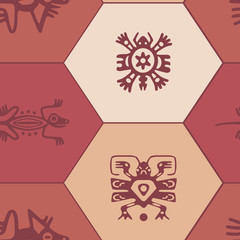 Seamless background with American Indians relics