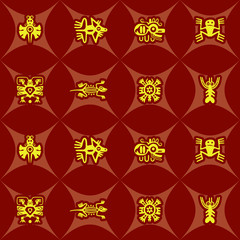 Seamless background with American Indians relics