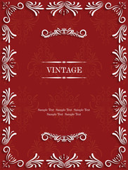 Red Vintage Background with Floral