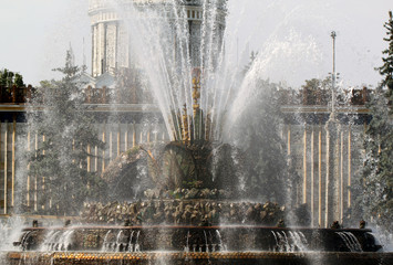 Beautiful fountain in Moscow at the exhibition