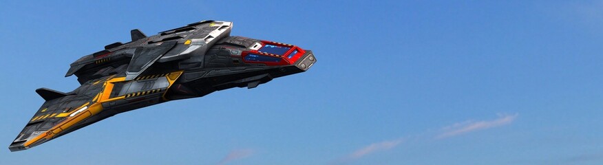 Science fiction spaceship in the sky - the Atmosphere