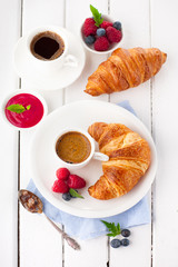 Croissants and coffee for breakfast