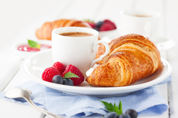 Croissants and coffee for breakfast