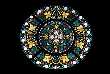 Stained glass window in Basilica Assumption of the Virgin Mary in Marija Bistrica, Croatia