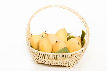 Ripe mangoes in basket