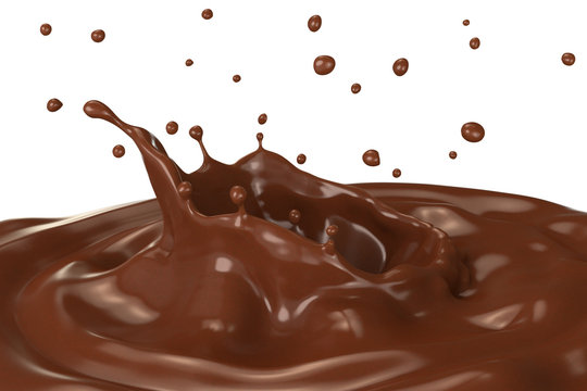Splash of hot chocolate, isolated on white background.