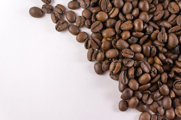 Loose Coffee Beans on White Background