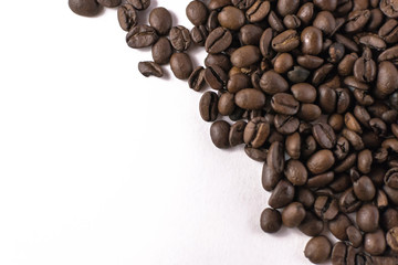 Loose Coffee Beans on White Background
