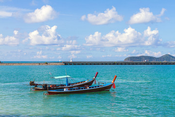Fototapeta na wymiar Traditional thai longtail boat, in Phuket Thailand