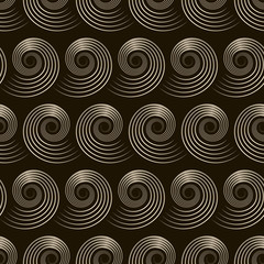 Seamless pattern with stylish spiral curls. Vector monochrome te