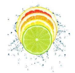 citrus splash isolated on white background