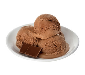 Chocolate ice cream isolated