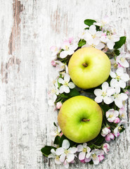 apples  and apple tree blossoms