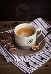 Cup of  hot espresso coffee