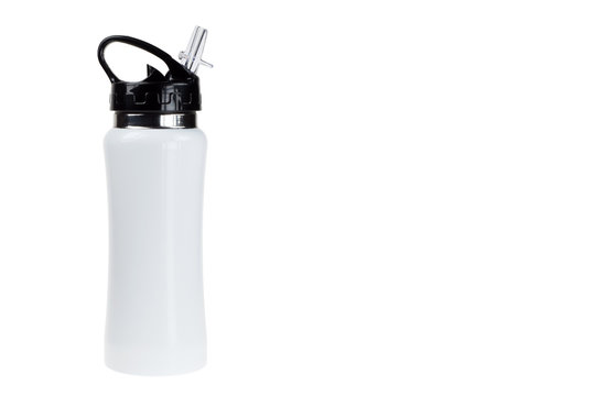 Isolated stainless steel bottle on white background