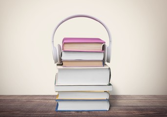 Headphones, Book, Listening.