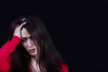 Stressed young women,student portrait, sad, bothered