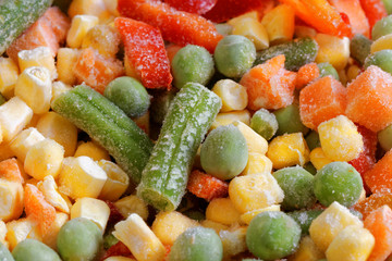 Closeup frozen mixed vegetables