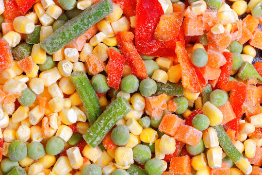 Closeup Frozen Mixed Vegetables