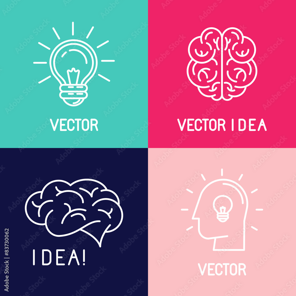Poster vector brain logo design elements