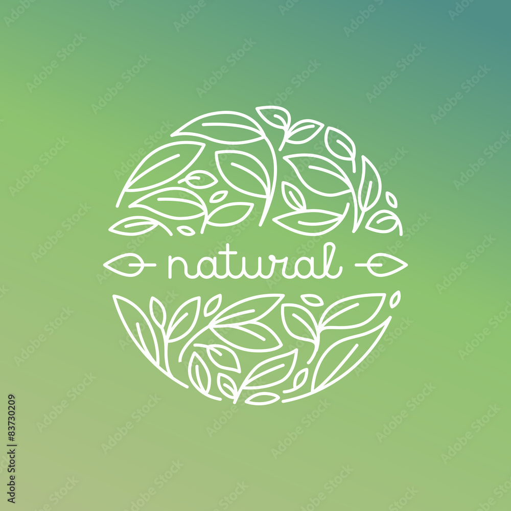 Poster vector natural label in trendy linear style