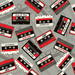 Retro Cassette seamless vector pattern