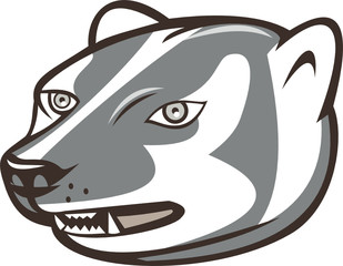 Badger Head Side Isolated Cartoon