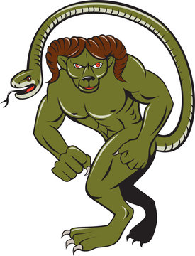 Humbaba Punching Cartoon