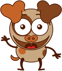 Little brown dog waving enthusiastically