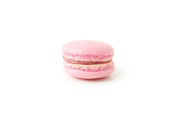 French pink macaron isolated on white