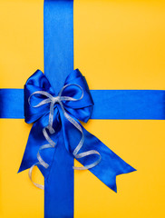 blue bow made from silk