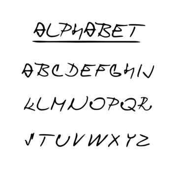 Hand drawn vector alphabet, font, isolated ink letters