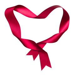 red heart shape frame from twisted silk ribbon