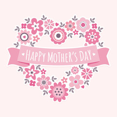 happy mothers day card floral heart pink - 83735275