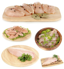 Raw chicken fillets isolated on white