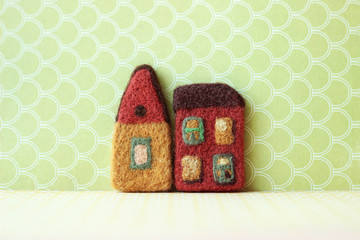 decorative houses, real estate, place for your text, advertisement