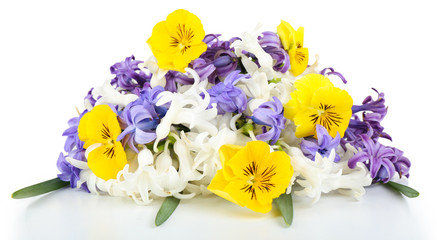 Beautiful bouquet of bright flowers isolated on white