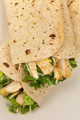 Chicken Caesar Wrap. selective focus.