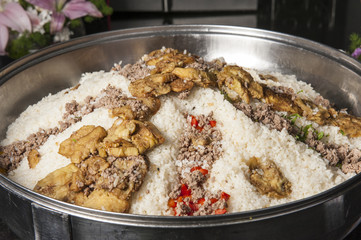 Oriental maklouba rice at a hotel restaurant buffet