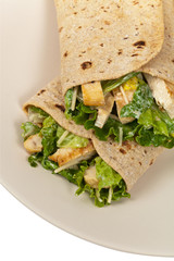 Chicken Caesar Wrap. selective focus.
