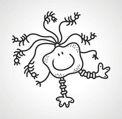 Monster creature essence bacteria virus funny on the legs jumps