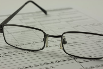 Close up of an application form