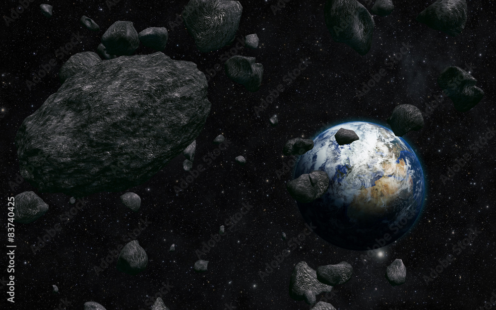 Canvas Prints view of the planet earth from space during meteorite impact