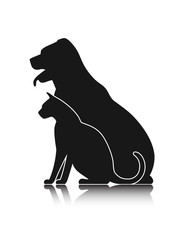 Silhouettes of pets, cat dog