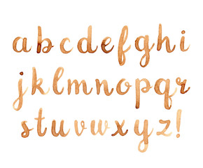 Creative hand drawn coffee stains font for your design.