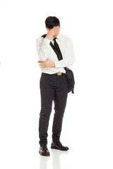 Model hiding face shame