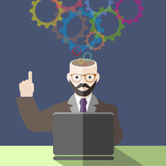 idea concept with human head flat style