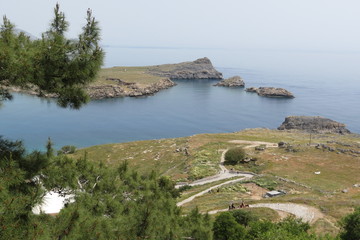 Obraz premium Grèce - Rhodes - Lindos - Montée vers l'Acropole 